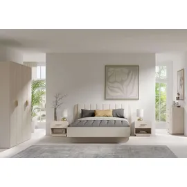 Home Affaire Polsterbett HOME AFFAIRE "CLAREI mit gepolstertes Kopfteil, in 2 Breiten 160 und 180 cm", beige (creme, creme), B:189,1cm H:100,5cm L:203,2cm, 100% Polyester, Betten, Polsterbett, Bettgestell ohne Bettkasten und Matratze, gemütlich und modern