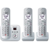 Panasonic KX-TG6863GS Schnurlostelefon mit 3 Mobilteilen und Anrufbeantworter (Bis zu 1.000 Telefonnummern sperren, übersichtliche Schriftgröße, lauter Hörer, Voll-Duplex Freisprechen) perl-silber