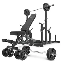 Set MS2_2.0_113KG | Doppelseitige Bank + verstellbare Ständer + Stangen- und Hantelscheiben Set 113 kg - Marbo Sport