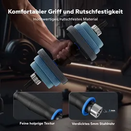 Merach 3-in-1 verstellbares Hantel-Set Kurzhantel & Langhantel 20 kg blau