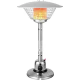 Goplus Terrassenheizer, Gasheizstrahler aus Aluminium & Edelstahl, Wärmestrahler mit Barometerregler & Gasschlauch & Kippschutz & Flammschutz, Hei... - Silber