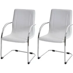 2er-Set Esszimmerstuhl Perm, Freischwinger Küchenstuhl Lehnstuhl Stuhl, Stahl ~ weiß