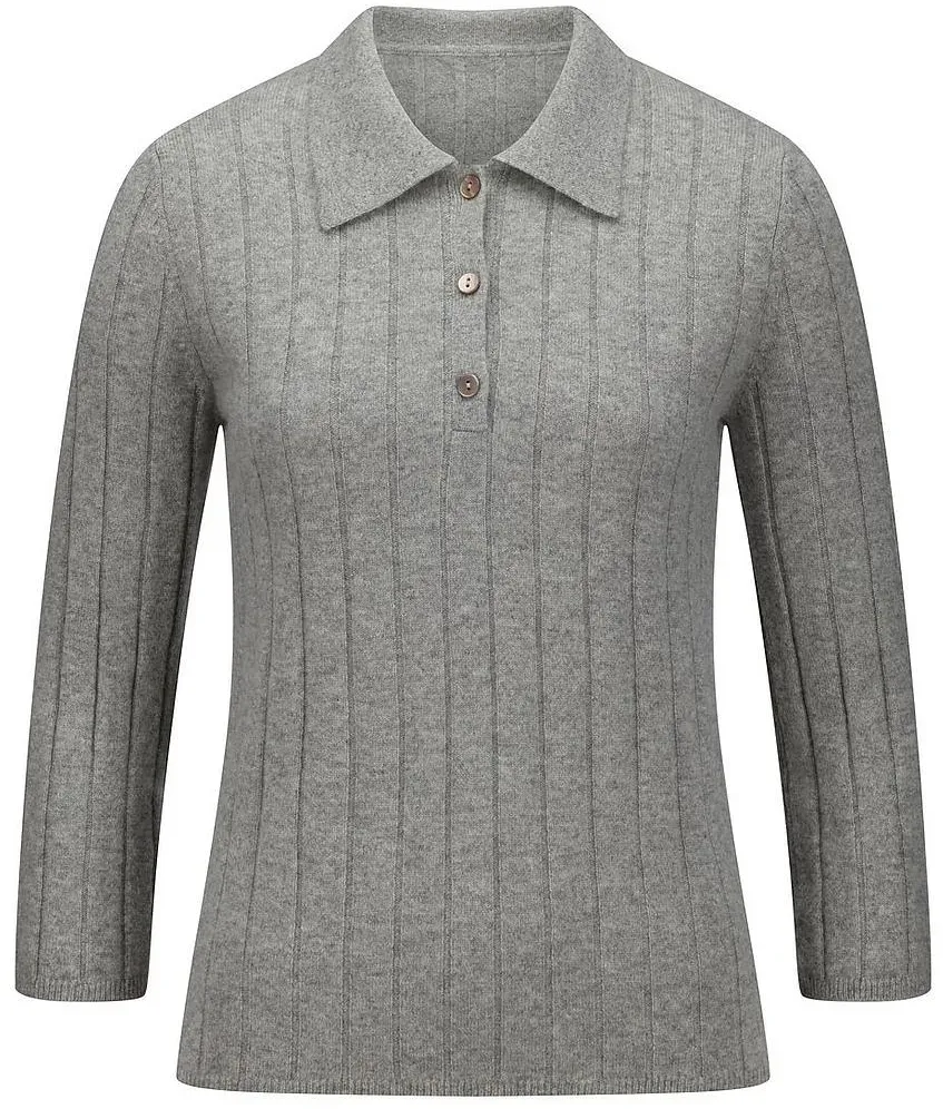 Polo-Pullover aus 100% Kaschmir Fadenmeister Berlin grau, 36