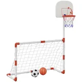 vidaXL Fußball- und Basketball-Set für Kinder mit Bällen 98x50x70 cm