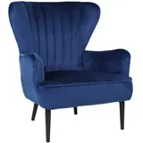 Svita ARTHUR Sessel Relaxsessel Ohrensessel Modern Gepolstert Samt Dunkelblau