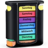 Opret Tablettenbox 7 Tage mit 4 Fächer für Morgens Mittags Abends Nachts, Medikamentenbox Pillenbox Pillendose Tablettendose Tabletten Wochenbox Organizer Supplement Box