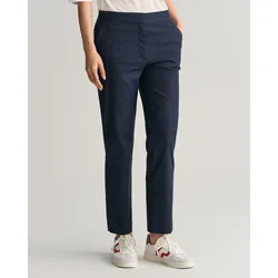 Stoffhose GANT "SLIM SLACK", Damen, Gr. 34, N-Gr, blau (evening blau), Web, Obermaterial: 59% Baumwolle, 38% Polyamid, 3% Elasthan, casual, slim fit, Hosen, mit Bügelfalten an Vorder- und Rückseite