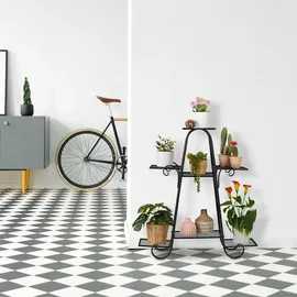 Relaxdays Blumentreppe 83 x 75 x 24 cm Schwarz