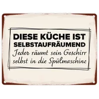 speecheese Diese Küche ist selbstaufräumend Metallschild in 15x20 cm für den Haushalt lustiges Blechschild für die Küche als Erinnerung für Familienmitglieder die das Geschirr nicht in