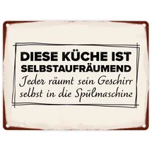 speecheese Diese Küche ist selbstaufräumend Metallschild in 15x20 cm für den Haushalt lustiges Blechschild für die Küche als Erinnerung für Familienmitglieder die das Geschirr nicht in
