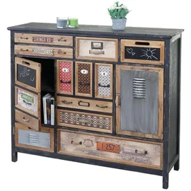 MCW Apothekerschrank MCW-A43 100 x 110 x 32 cm Schwarz/Mehrfarbig