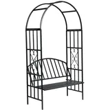 vidaXL Rosenbogen mit Sitzbank 202 x 220 x 50 cm Schwarz
