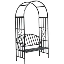 vidaXL Rosenbogen mit Sitzbank 202 x 220 x 50 cm Schwarz