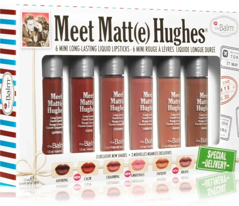 theBalm Meet Matt(e) Hughes Mini Kit Special Delivery Set mit flüssigen Lippenstiften