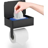 Guiguzi Wand-toilettenpapierhalter Ohne Bohren, Mit Ablagen Und Feuchttuchspender - Crezuo