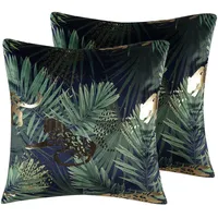 Beliani Bellerose Dekokissen 45 x 45 cm Dunkelgrün