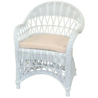 Rattansessel weiß mit/ohne Kissen Relaxsessel Rattanstuhl Korbsessel Rattan