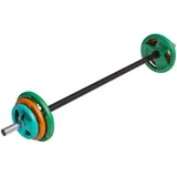 GORILLA SPORTS Hantel-Set 19,3 kg, Lange 130 cm, 2x1,25kg, 2x2,5kg, 2x5kg, 30mm, Gusseisen, (6 Gripper Gewichten mit 2 Federverschlüsse), Hantelset, Pump Set, Langhantelset, Aerobic Set, Krafttraining, Gym