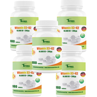 Vitamin K2 200μg mit D3 10000 I.E.  180-900 Tableten Vitamin D3 Vitamin K2