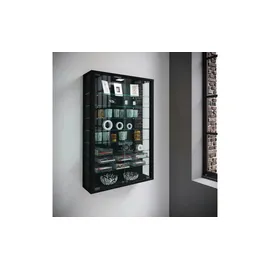 VCM Vitrosa Mini Vitrinenschrank Wandhängend mit 2 Glastüren und 8 Glasregalen. schwarz