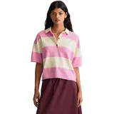 Marc O'Polo Poloshirt MARC O'POLO DENIM "aus Crinkled Organic Cotton-Mix", Damen, Gr. S, rosa (light pink), Obermaterial: 81% Baumwolle, 19% Polyamid, unifarben, regular fit, Rollkante, Shirts