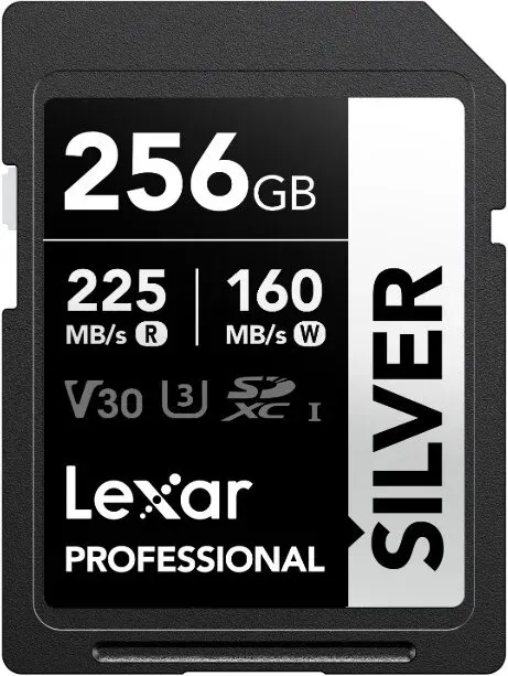 Lexar 256 GB SD-Karte Silber, bis zu 205 MB/s lesen, 140 MB/s schreiben, SDXC UHS-I Speicherkarte, Klasse 10, U3, V30, SD-Karte für professionelle Fotografen, Videografen und Enthusiasten