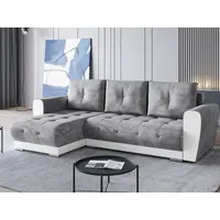 BroMARKT Ecksofa DOMI Schlaffunktion Bettkasten L-Form 250x151x72cm Grautöne - Hellgrau