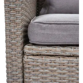 Mendler XXL Poly-Rattan Garnitur HWC-F10, Balkon-/Garten-/Lounge-Set Sitzgruppe, Sofa Sessel mit Kissen Spun Poly - grau-braun