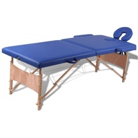 VidaXL Massageliege Klappbar 2-Zonen mit Holzgestell Blau