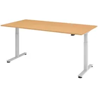Bümö Schreibtisch Buche 200x100 cm, Gestell: Silber, - Büroschreibtisch