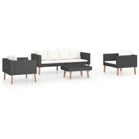 vidaXL Garten-Lounge-Set 4-tlg. schwarz 3059334