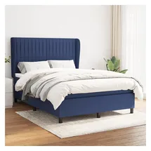 vidaXL Boxspringbett mit Matratze Blau 140x200 cm Stoff