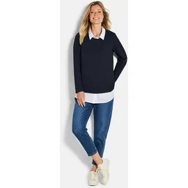 GOLDNER Kurzgröße: Elegantes 2-in-1 Business-Oberteil in marine weiß), | Gr.: 22