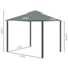 Outsunny Faltpavillon 2,96 x 2,7 m Dunkelgrau