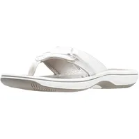 Clarks Damen Breeze Sea Flipflop, Weißes Synthetikmaterial, 44 EU