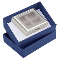 SILBERKANNE Pillendose 4 Fächer mit Fenster 6,5 x 5,0 x 1,5 cm Premium Silber Plated edel versilbert in Top Verarbeitung