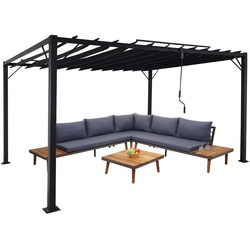 Pergola MCW-L40, Garten Lamellen-Pavillon Terrassenüberdachung, 8cm-Alu-Gestell Stoff/Textil, 3x4m anthrazit