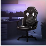 ML-Design Gaming Stuhl mit Wippfunktion Schwarz/Weiß, aus Kunstleder ergonomisch