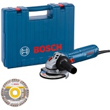 Bosch Professional GWS 12-125 (Scheiben-Ø: 125 mm, Leistung 1200 W, Wiederanlaufschutz, inkl. 1x Diamantschleifscheibe, Zusatzhandgriff,