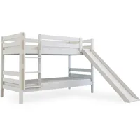 Betten-ABC Bubema Malu Kinder Etagenbett/Hochbett, Buche massiv, mit oder ohne Rutsche, Natur oder weiß (Ausführung: Mit Rutsche; Farbe: Weiß lackiert)