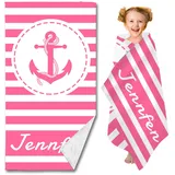 WEQEER Personalisiert Microfaser Strandtuch Badetuch, Anker Ruder Badetuch Handtuch mit Namen, Mikrofaser Strandtuch Groß 90x180cm für Reise, Strand, Sauna (1,60x120cm)