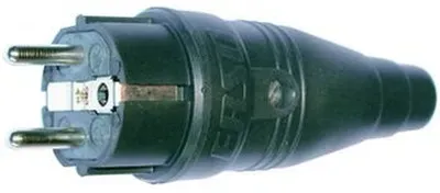 Schutzkontaktstecker Gummi IP20 schwarz gerade Schraubklemmen
