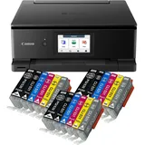 IC-Office TS8750 Tintenstrahl Multifunktionsdrucker 3-in-1 (Drucken, Kopieren, Scannen, SD-Karte, Duplex, WLAN, AirPrint) schwarz + 18 XXL Tintenpatronen