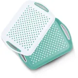 Essen 2er-Pack Serviertablett Set - rutschfeste Knietabletten mit Griffen, ideal für die Zubereitung von Speisen, Tee, Frühstück im Bett - Kunststofftablett für stabiles Essen - Spülmaschinenfest