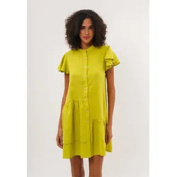 Jerseykleid FRESHLIONS "Jolin", Damen, Gr. S, EURO-Größen, grün, 100% Leinen, casual, normal, Kurzarm, Kleider, mit zarten Volantärmeln
