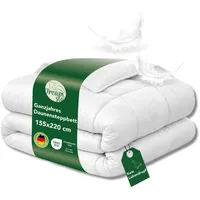DREAMSTAR Daunen Bettdecke 155x220 medium | 100% Extraweiche Federn & Daunen | Ganzjahres Daunendecke I Ganzjahresdecke, Federbett für Sommer & Winter 155 x 220 cm I Öko-TEX®