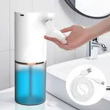 Seifenspender Automatisch, 280ml Elektrischer Seifenspender, USB Wiederaufladbar Seifenspender, Wasserdicht mit Infrarot Bewegungssensor für Küche Bad und Toilette, Weiß