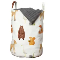 ABAKUHAUS Tiere Baby-Tiere Aquarelle, Wäschekorb mit Griffen Kordelzugverschluss für