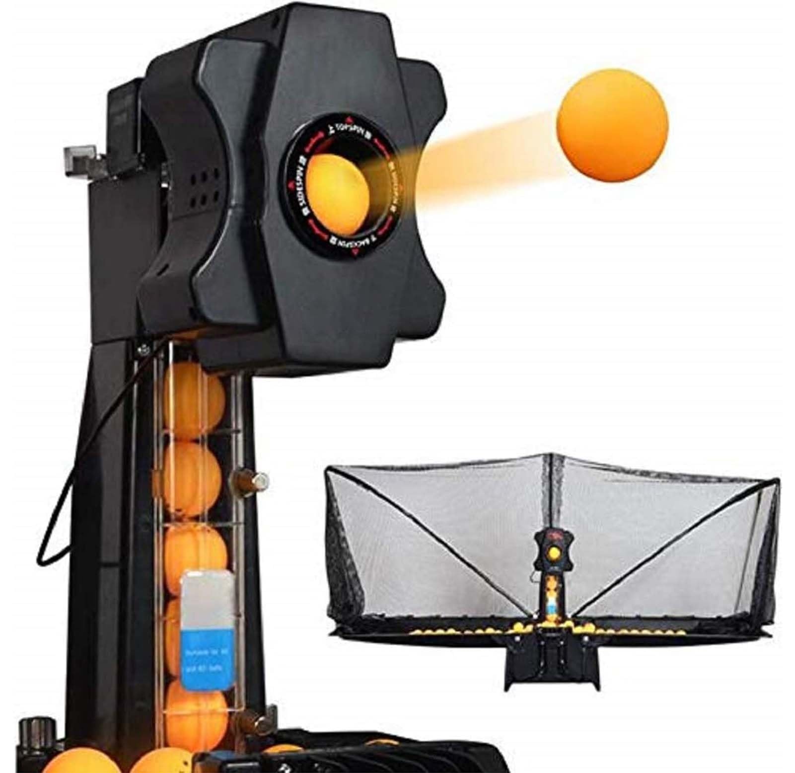 FJAUOQ Automatische Tischtennis Ballmaschine Ping Pong Roboter Training Tischtennis Set 9 Spineinstellungen Automatic Launcher Recycling Netzen,001