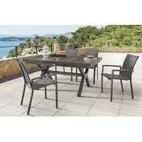 Destiny COSTA GARDA 4 Stapelsessel + Tisch 160/210x100x75cm) ausziehbar